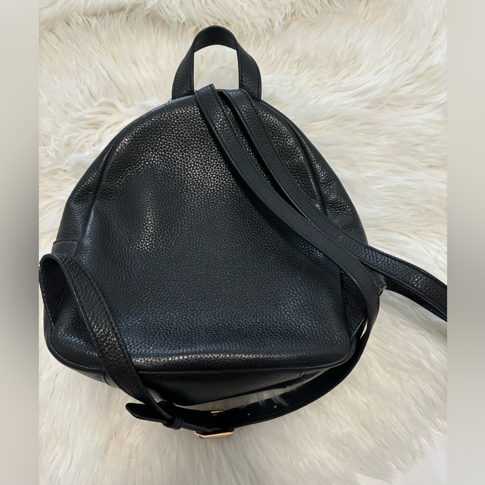 Tory Burch Black Pebbled Leather Mini Backpack with Gold Hardware - Picture 4 of 5